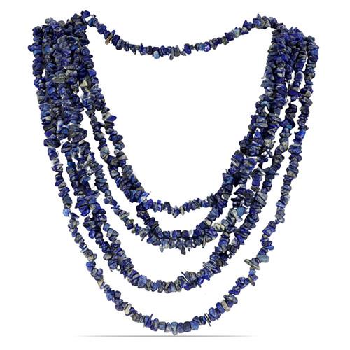 NATURAL LAPIS NUGGETS NECKLACE IN 925 SILVER